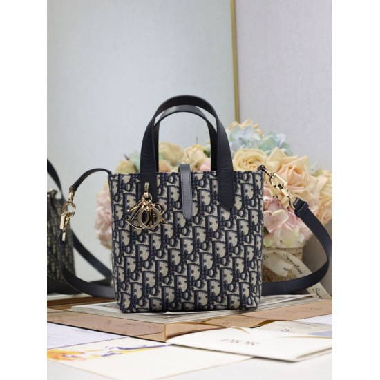 Replica di alta qualità Borsa Dior Denim Jacquard Oblique piccolo Toujours Blu Imitazione