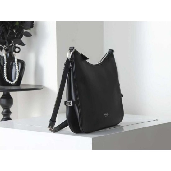 Replica di alta qualità Borsa a tracolla grande Prada Fold 1BC288 Nera/Marrone Imitazione