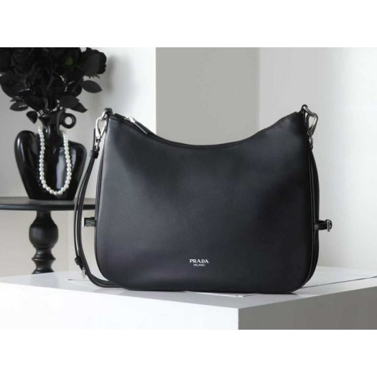 Replica di alta qualità Borsa a tracolla grande Prada Fold 1BC288 Nera/Marrone Imitazione