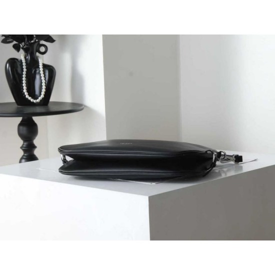 Replica di alta qualità Borsa a tracolla grande Prada Fold 1BC288 Nera/Marrone Imitazione
