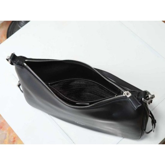 Replica di alta qualità Borsa a tracolla grande Prada Fold 1BC288 Nera/Marrone Imitazione