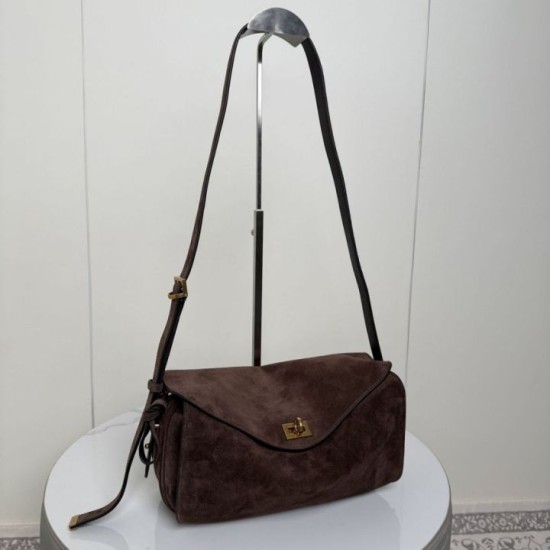 Replica di alta qualità Borsa a tracolla Balenciaga Le 7 scamosciata Marrone Imitazione