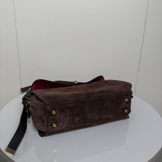 Replica di alta qualità Borsa a tracolla Balenciaga Le 7 scamosciata Marrone Imitazione