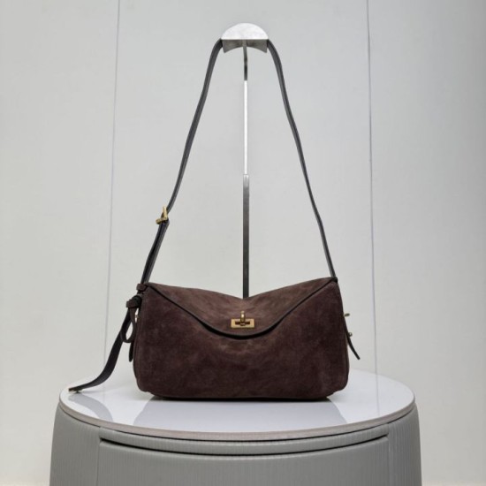 Replica di alta qualità Borsa a tracolla Balenciaga Le 7 scamosciata Marrone Imitazione