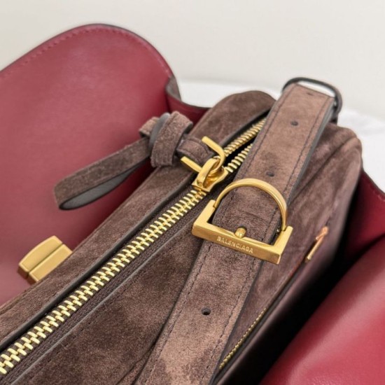 Replica di alta qualità Borsa a tracolla Balenciaga Le 7 scamosciata Marrone Imitazione