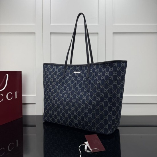 Replica Perfetta Borsa tote grande Gucci 874745 Tribeca Tela blu scuro Imitazione