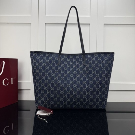 Replica Perfetta Borsa tote grande Gucci 874745 Tribeca Tela blu scuro Imitazione