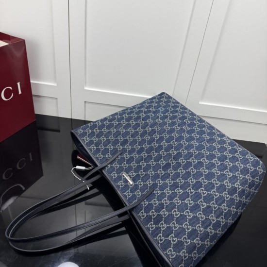 Replica Perfetta Borsa tote grande Gucci 874745 Tribeca Tela blu scuro Imitazione