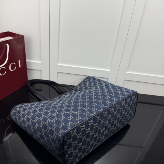 Replica Perfetta Borsa tote grande Gucci 874745 Tribeca Tela blu scuro Imitazione