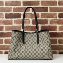 Replica Perfetta Borsa tote grande Gucci 815213 emblema GG e manici superiori Nero Imitazione