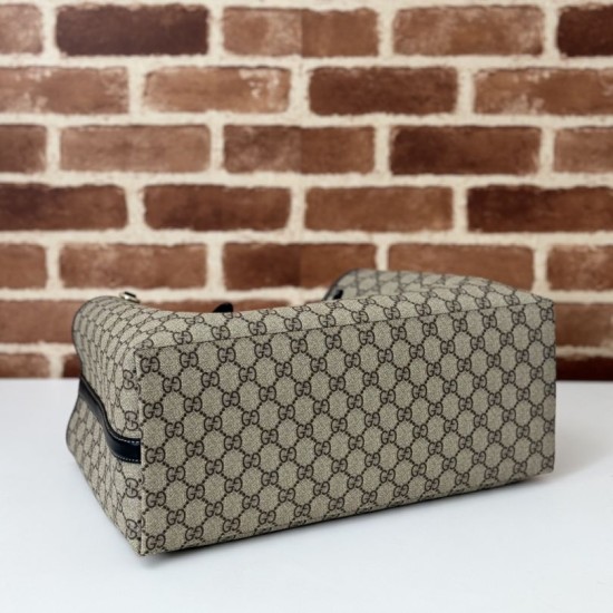 Replica Perfetta Borsa tote grande Gucci 815213 emblema GG e manici superiori Nero Imitazione