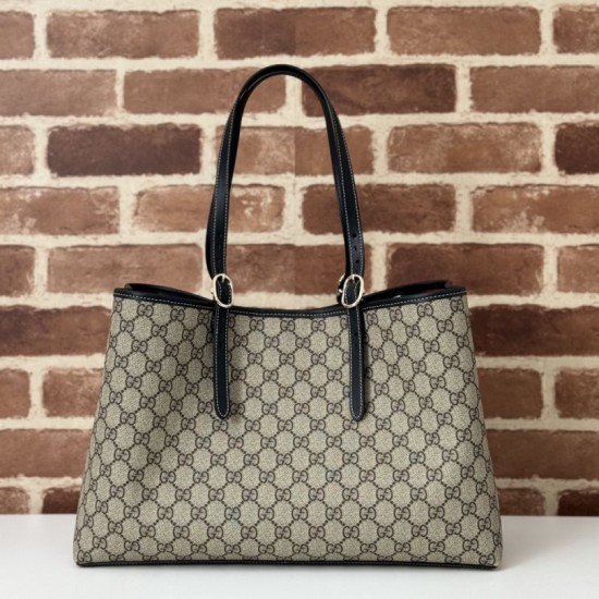 Replica Perfetta Borsa tote grande Gucci 815213 emblema GG e manici superiori Nero Imitazione
