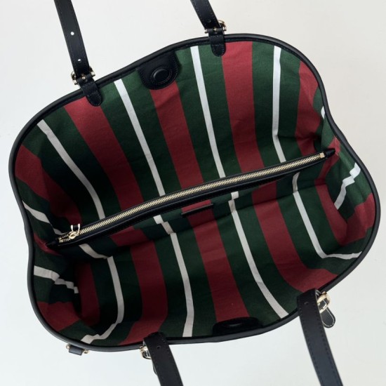 Replica Perfetta Borsa tote grande Gucci 815213 emblema GG e manici superiori Nero Imitazione