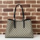 Replica Perfetta Borsa tote grande Gucci 815213 emblema GG e manici superiori Nero Imitazione