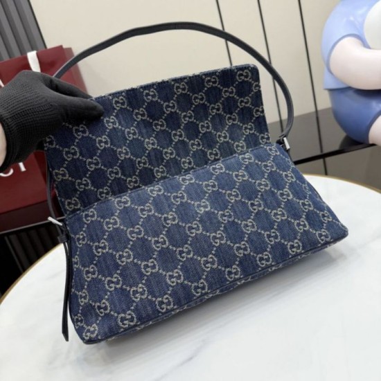 Replica Perfetta Borsa a tracolla media Gucci 874744 Madison Denim GG blu scuro Imitazione