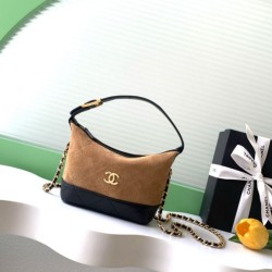 Replica Perfetta Pochette Chanel AP5187 Mini Coco Base con catena in camoscio marrone Imitazione