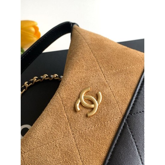 Replica Perfetta Pochette Chanel AP5187 Mini Coco Base con catena in camoscio marrone Imitazione