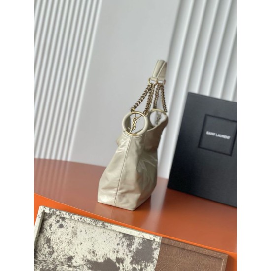 Replica Perfetta Borsa a tracolla YSL Saint Laurent Hortense beige cerata Imitazione