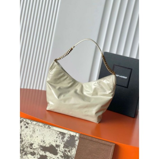 Replica Perfetta Borsa a tracolla YSL Saint Laurent Hortense beige cerata Imitazione