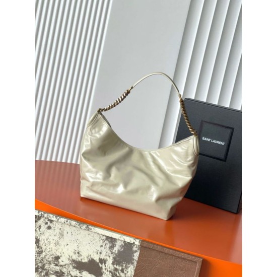 Replica Perfetta Borsa a tracolla YSL Saint Laurent Hortense beige cerata Imitazione