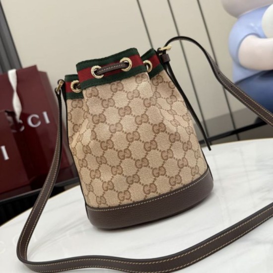 Replica Perfetta Borsa a secchiello Gucci 876060 con tracolla marrone Imitazione