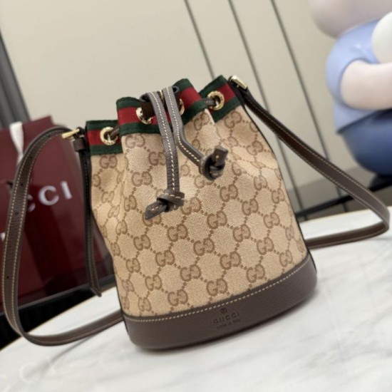 Replica Perfetta Borsa a secchiello Gucci 876060 con tracolla marrone Imitazione