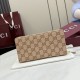 Replica Perfetta Portafoglio lungo Gucci 876434 con cerniera tela GG marrone Imitazione
