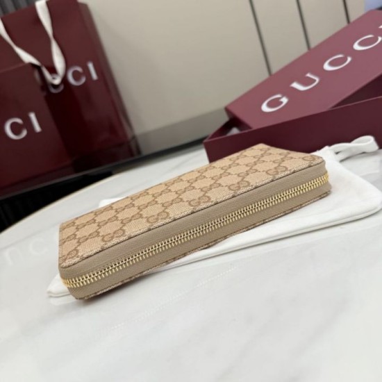 Replica Perfetta Portafoglio lungo Gucci 876434 con cerniera tela GG marrone Imitazione