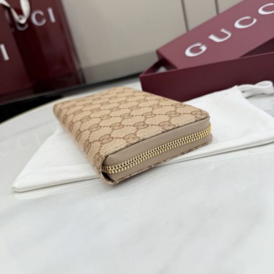 Replica Perfetta Portafoglio lungo Gucci 876434 con cerniera tela GG marrone Imitazione
