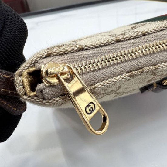 Replica Perfetta Borsa a tracolla piccola Gucci 867130 Horsebit Web Tela GG marrone Imitazione