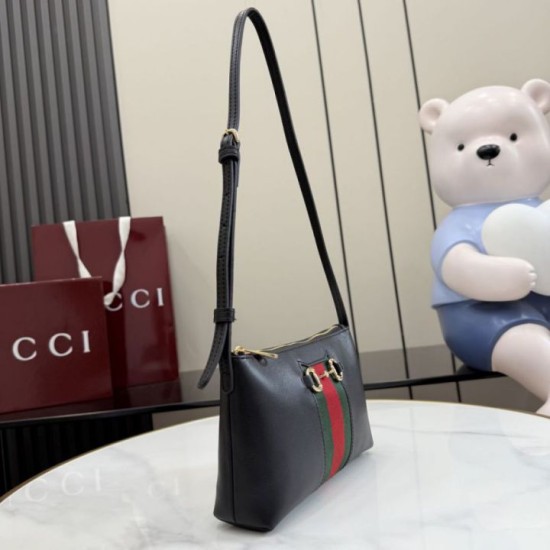 Replica Perfetta Borsa a tracolla piccola Gucci 867130 Horsebit Web Nero Imitazione