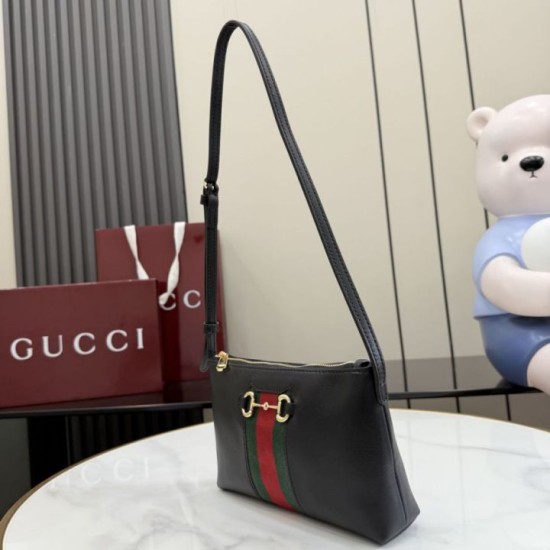 Replica Perfetta Borsa a tracolla piccola Gucci 867130 Horsebit Web Nero Imitazione