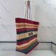 Replica Perfetta Borsa tote a righe rafia Miu Miu 5BG228 lavorata all'uncinetto Imitazione