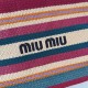 Replica Perfetta Borsa tote a righe rafia Miu Miu 5BG228 lavorata all'uncinetto Imitazione