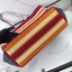 Replica Perfetta Borsa tote a righe rafia Miu Miu 5BG228 lavorata all'uncinetto Imitazione
