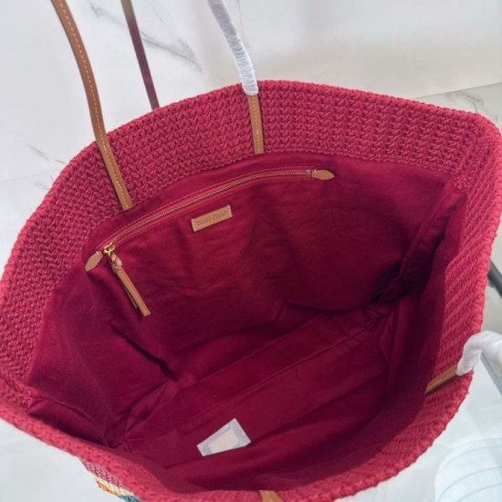 Replica Perfetta Borsa tote a righe rafia Miu Miu 5BG228 lavorata all'uncinetto Imitazione