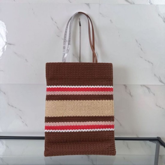 Replica Perfetta Borsa tote Miu Miu crochet rafia 5BG248 con ricami verticali Imitazione