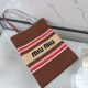 Replica Perfetta Borsa tote Miu Miu crochet rafia 5BG248 con ricami verticali Imitazione