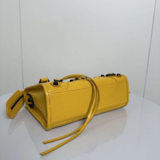 Replica Perfetta Borsa Balenciaga Le City Mini 24cm pelle di agnello stropicciata gialla Imitazione