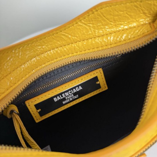 Replica Perfetta Borsa Balenciaga Le City Mini 24cm pelle di agnello stropicciata gialla Imitazione