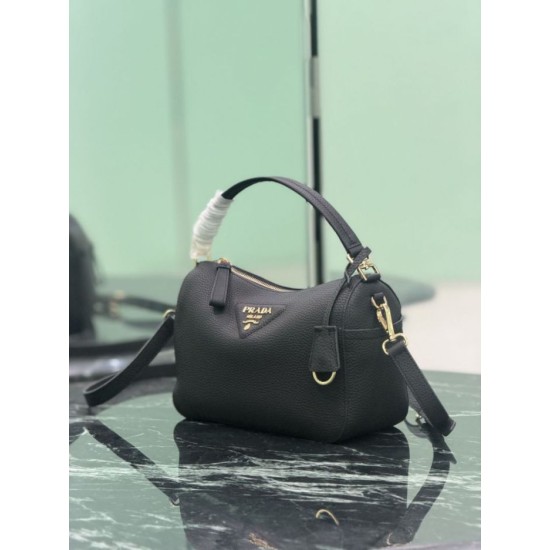 Replica Perfetta Borsa a tracolla piccola Prada 1BC277 con manico superiore nera Imitazione