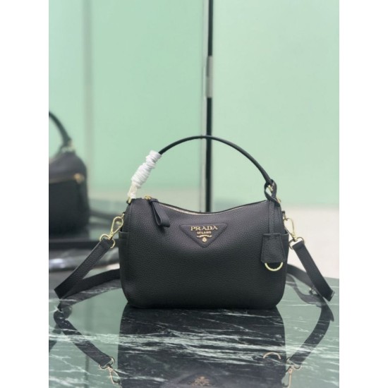 Replica Perfetta Borsa a tracolla piccola Prada 1BC277 con manico superiore nera Imitazione
