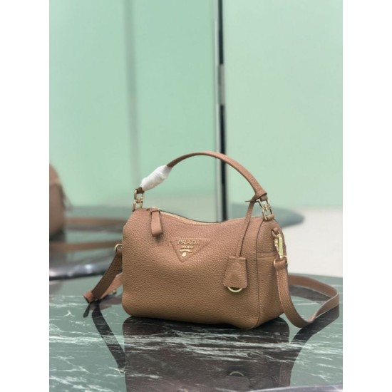 Replica Perfetta Borsa a tracolla piccola Prada 1BC277 con manico superiore marrone Imitazione