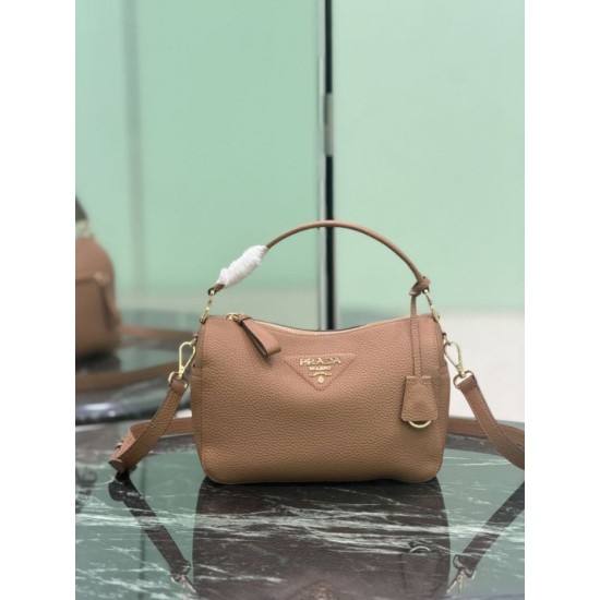 Replica Perfetta Borsa a tracolla piccola Prada 1BC277 con manico superiore marrone Imitazione