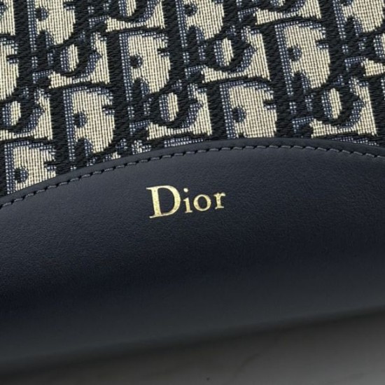 Replica fedele Borsa a secchiello medio Dior Medalillon M1532 Dior Oblique blu Imitazione Outlet