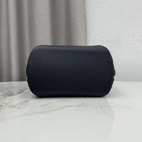 Replica fedele Borsa a secchiello medio Dior Medalillon M1532 Dior Oblique blu Imitazione Outlet