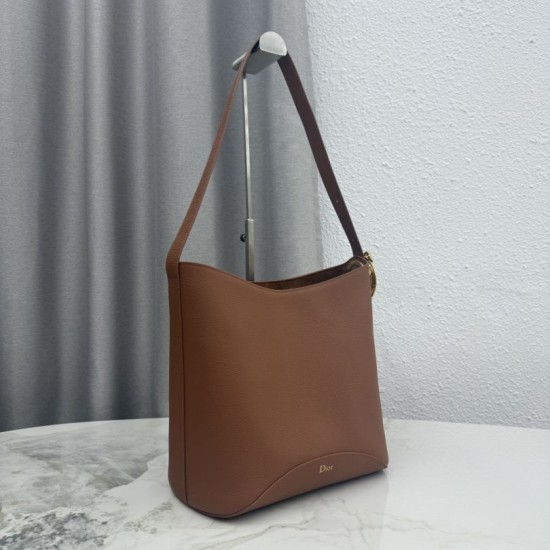 Replica fedele Borsa a secchiello medio Dior Medalillon M1532 Marrone Imitazione Outlet