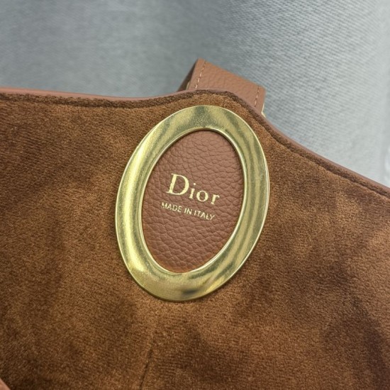 Replica fedele Borsa a secchiello medio Dior Medalillon M1532 Marrone Imitazione Outlet