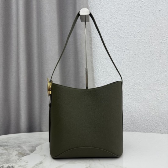 Replica fedele Borsa a secchiello medio Dior Medalillon M1532 Verde scuro Imitazione Outlet