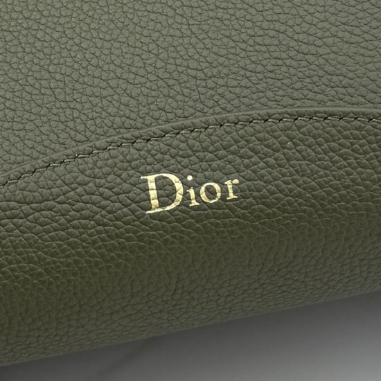 Replica fedele Borsa a secchiello medio Dior Medalillon M1532 Verde scuro Imitazione Outlet